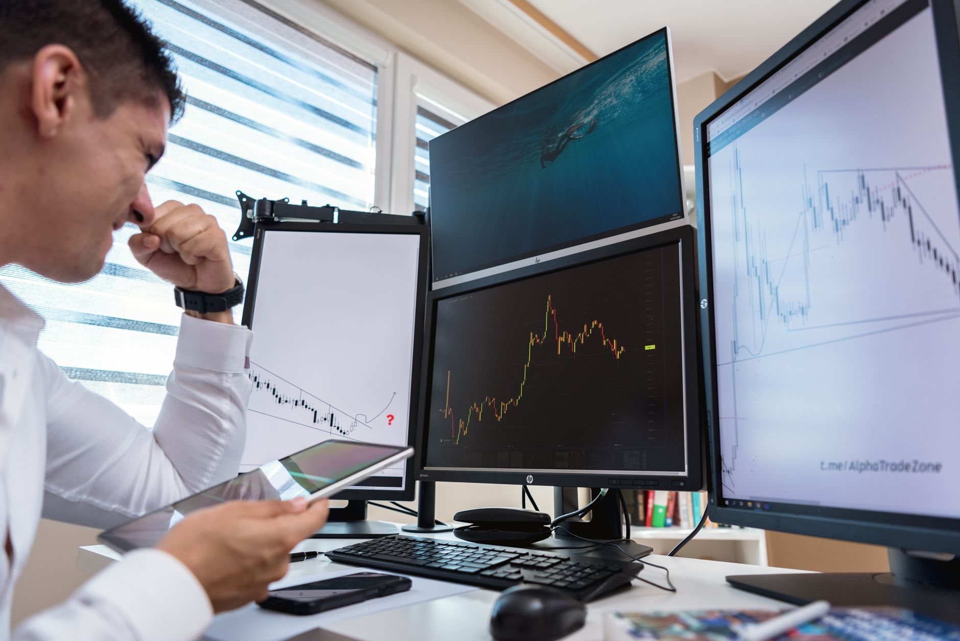 A trader reviewing a Discord community on a screen, illustrating risk controls for prop firm communities