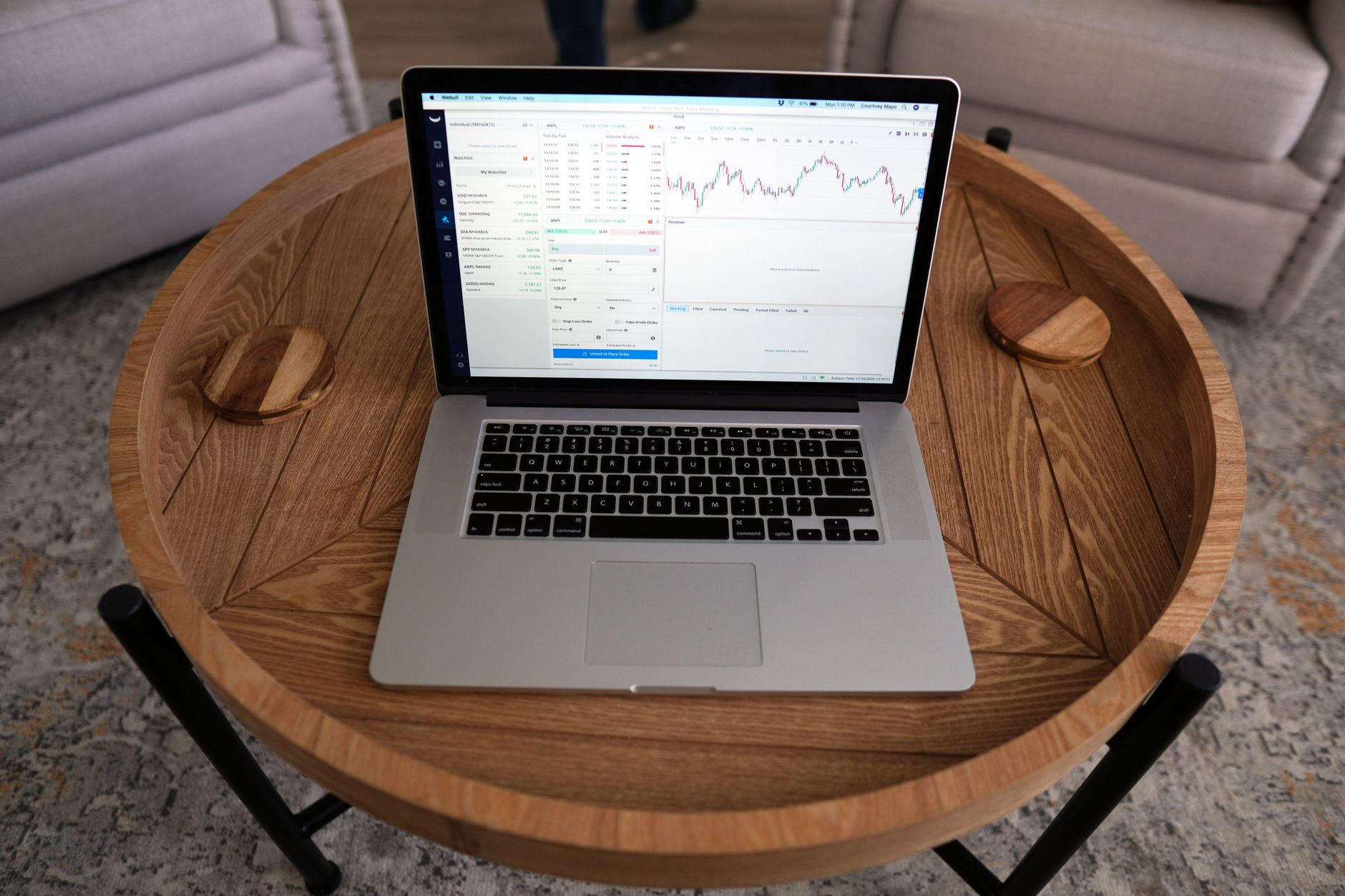 Trading dashboard on a laptop beside notes on prop firm ad compliance